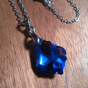 Magic Color Crystal Baroque Brass Pendant Stainless Steel Necklace